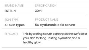 5D Hyaluronic acid hydrating face serum 2 5D Hyaluronic acid hydrating face serum 2